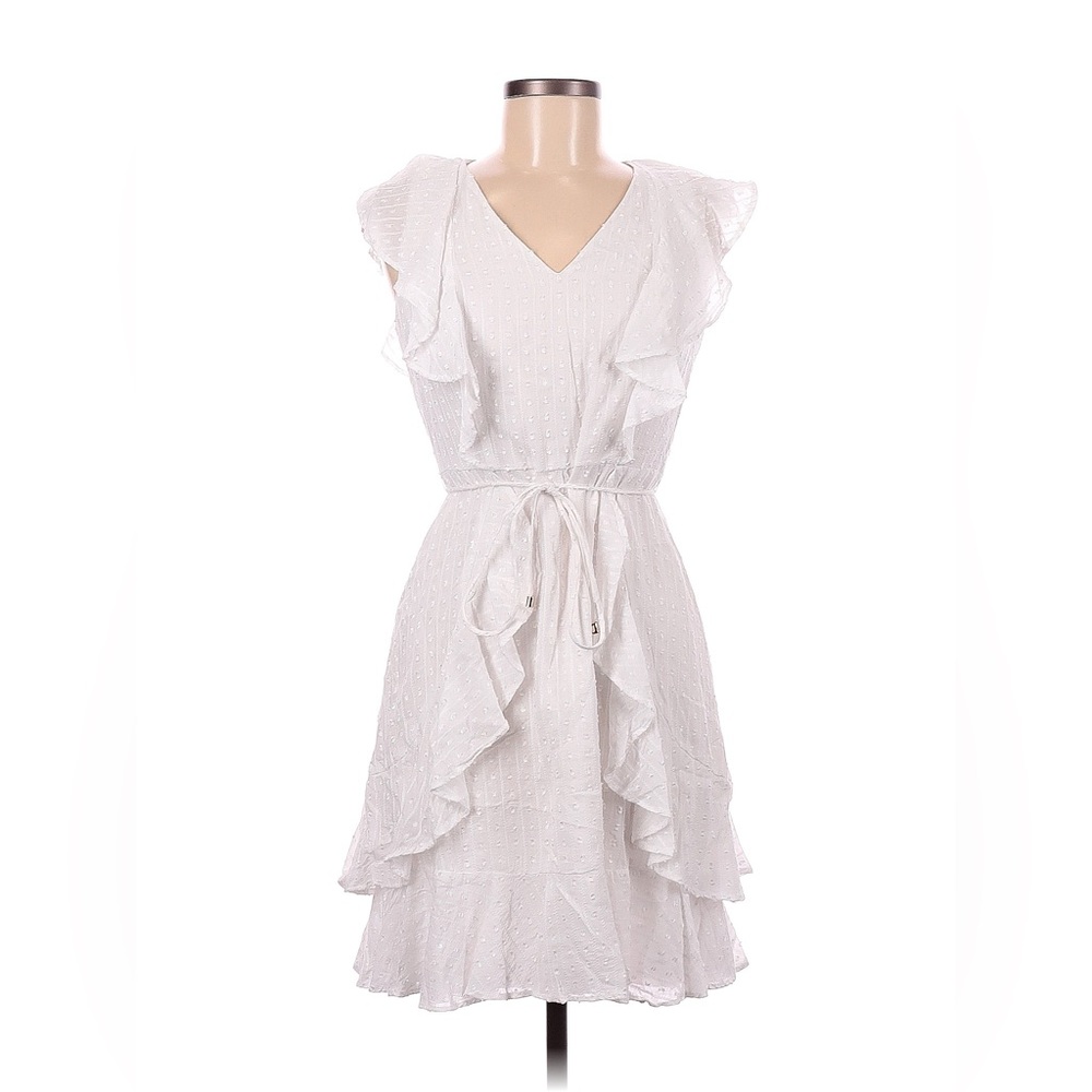 Tommy Hilfiger White Midi Ruffle Dress NWT